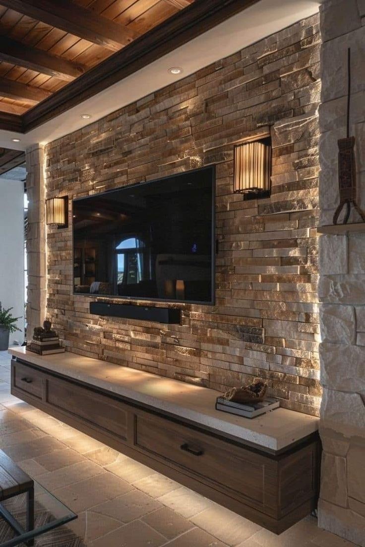 Mur en pierre & LED