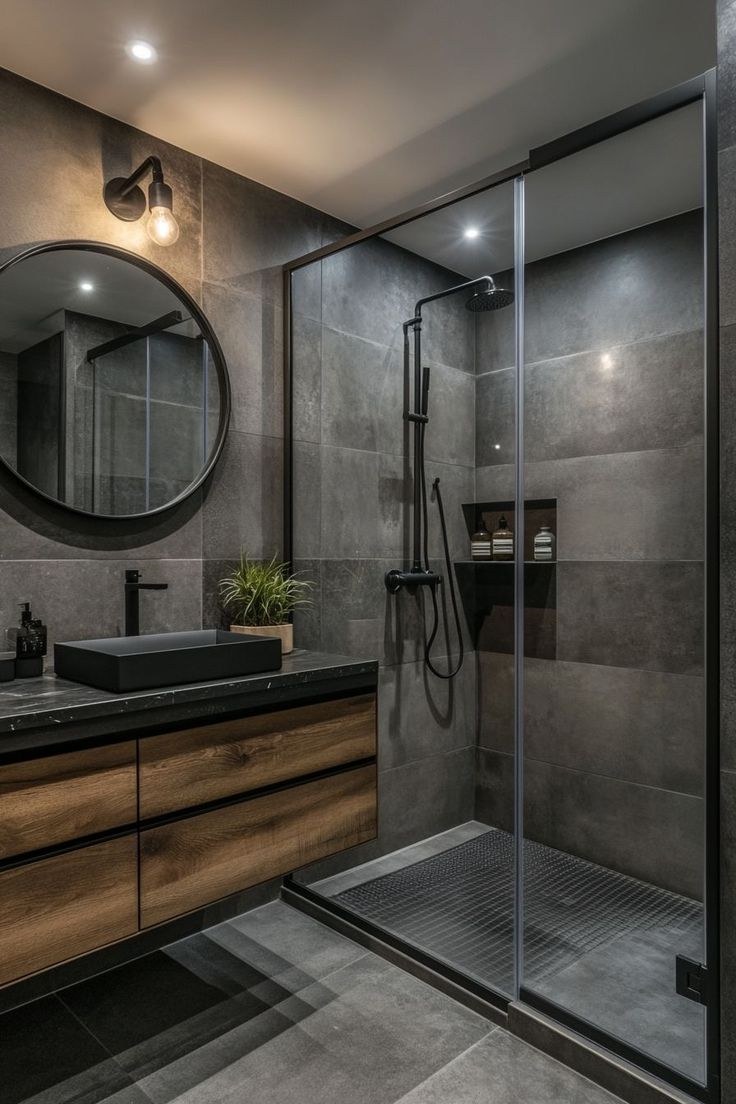 Salle de bain grise